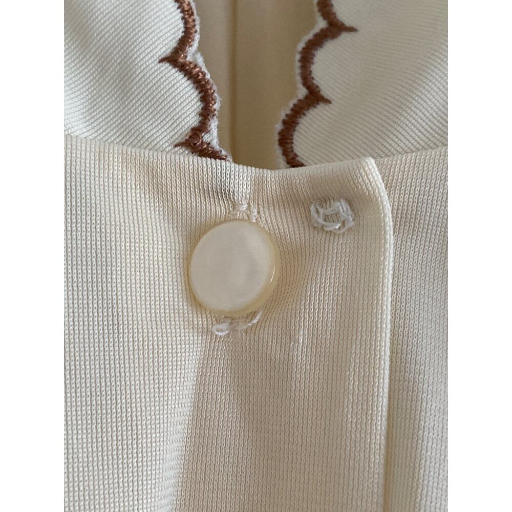 VTG Gossard Artemis 2 pc Pajamas Cream Floral Embroidered Button Front SS Top S - Picture 7 of 16